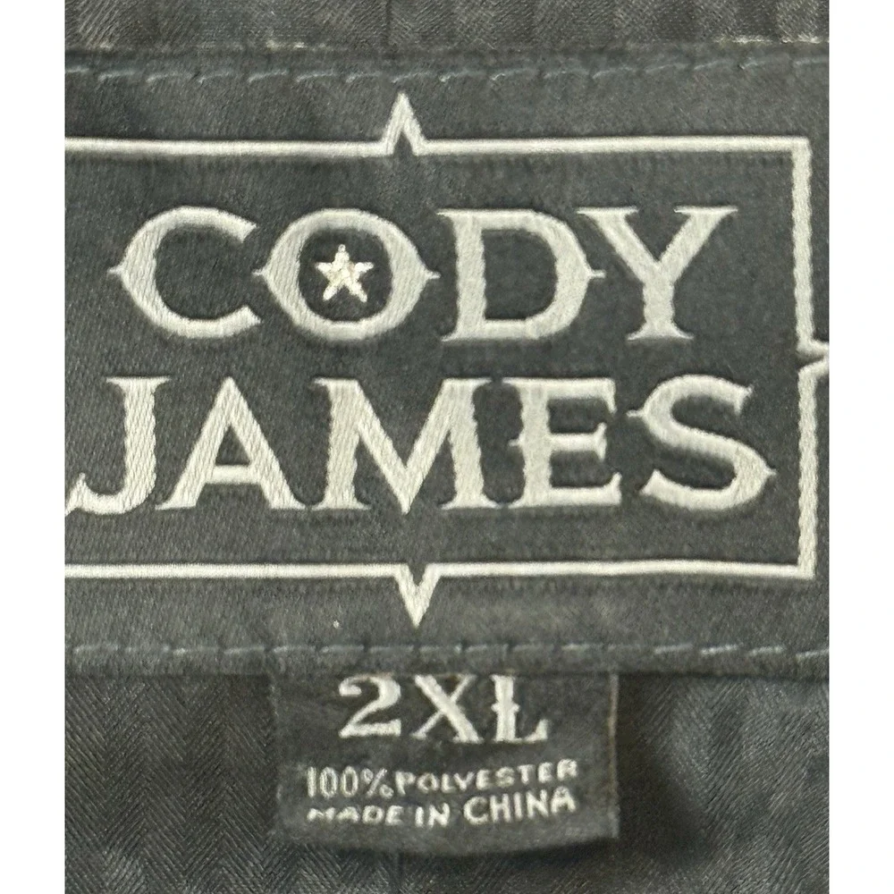 CODY JAMES Vest Mens 2XL Silver Black Paisley Western Formal Adjustable Back